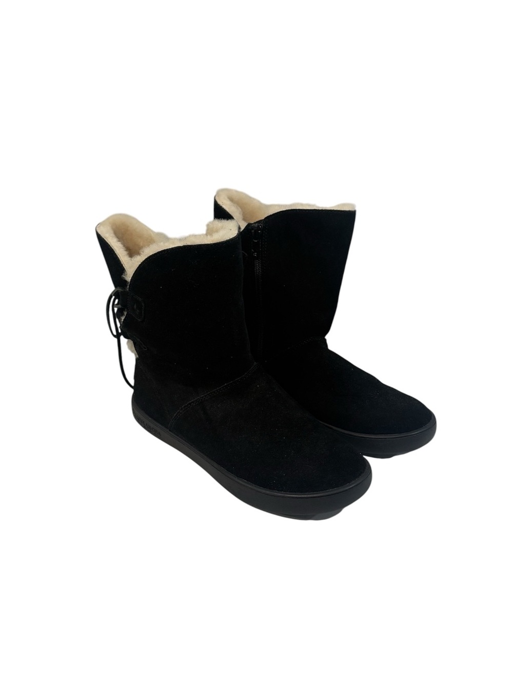 Koolaburra by UGG Shazi Short Boots Women’s 7 Black Suede Fur Lined Tie Back